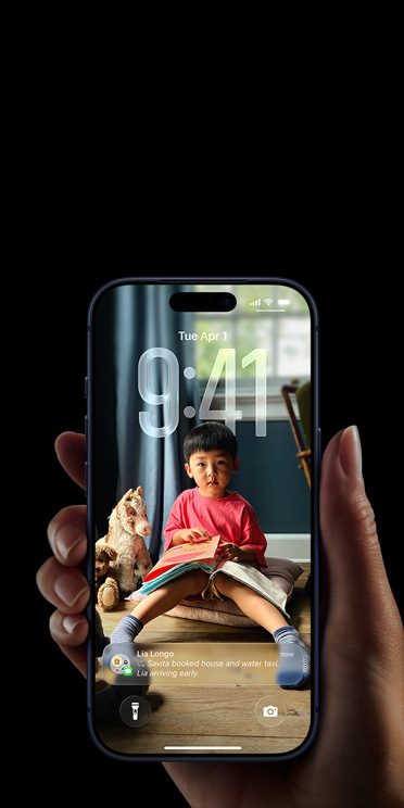 iPhone display, all screen design with iOS 26 Liquid Glass.