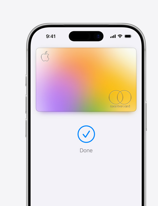 Partical iPhone screen display, showing Mastercard being used in Apple Pay