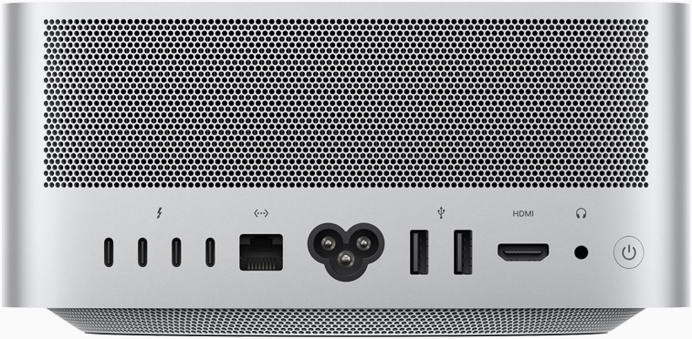 Pohled zezadu na Mac Studio