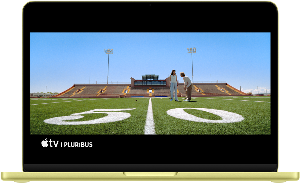 MacBook Neo, citrus colour, scene from Pluribus show onscreen