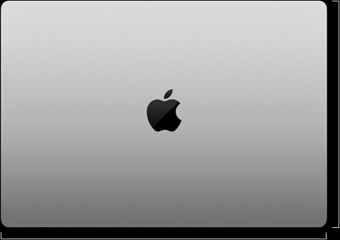 MacBook Pro, silver color, top, closed, length and width measurements