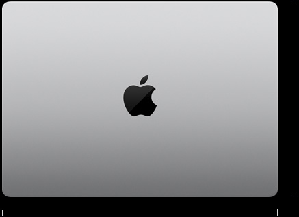 MacBook&nbsp;Pro, color plata, parte superior, cerrada, medidas de profundidad y ancho