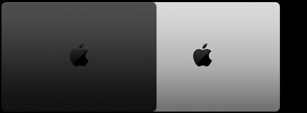 MacBook Pro, color negro espacial, parte superior, cerrada y MacBook Pro, color plata, parte superior, cerrada