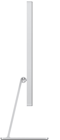 Lateral do Studio Display com a base com ajuste de inclinação