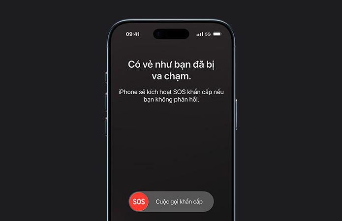 iPhone Air, front exterior, Crash Detection feature in use