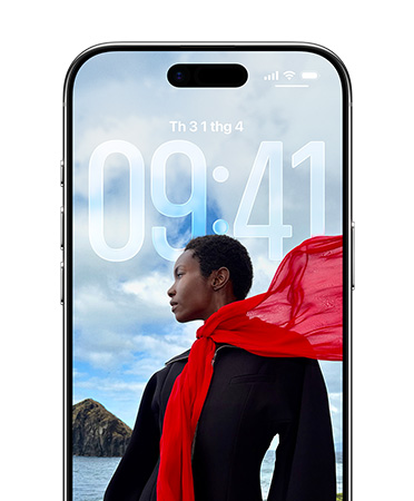 iPhone Lock Screen showing the time adapted to the Lock Screen photo